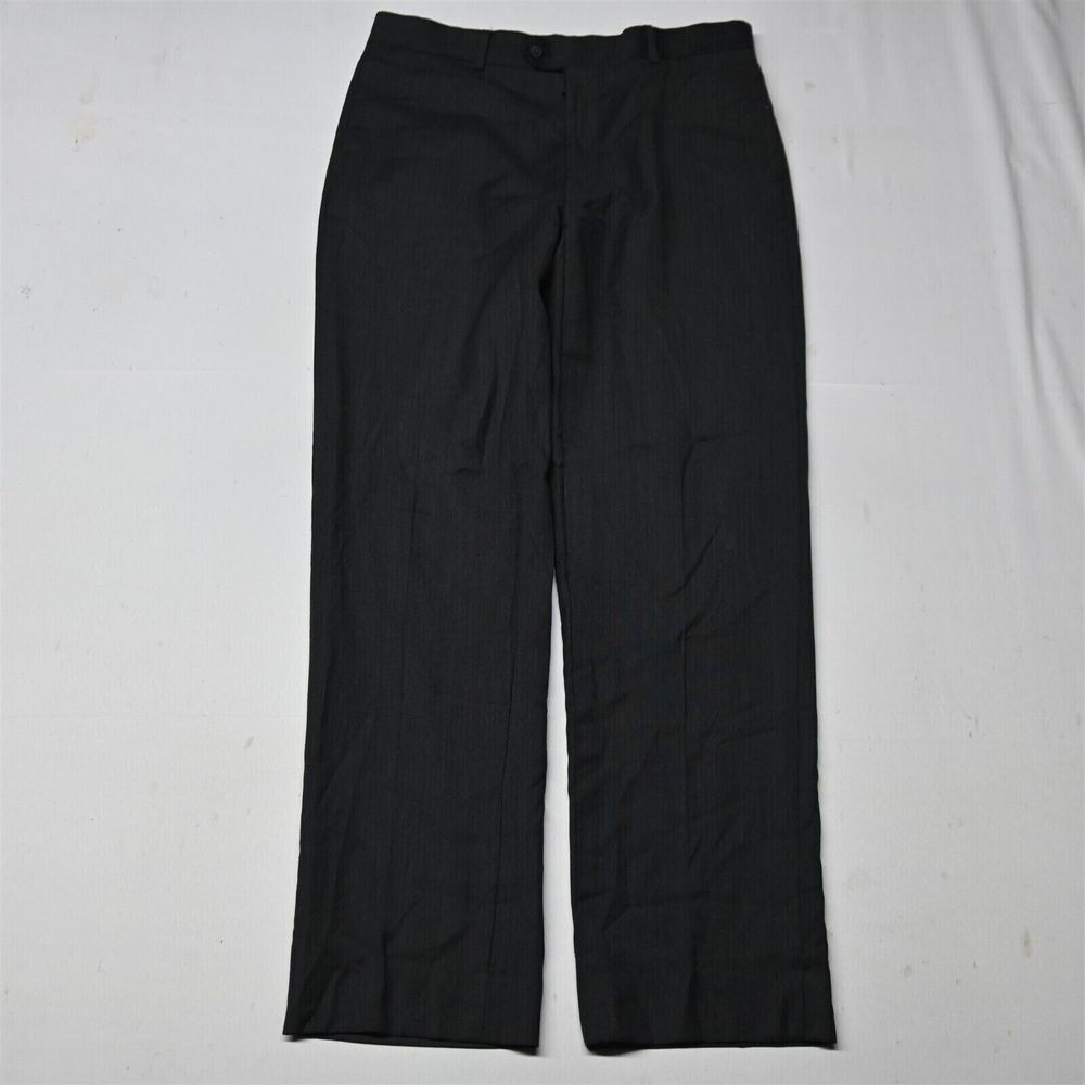 Egara 34x32 Dark Gray Super 120s Flat‎ Front Wool Mens Dress Pants